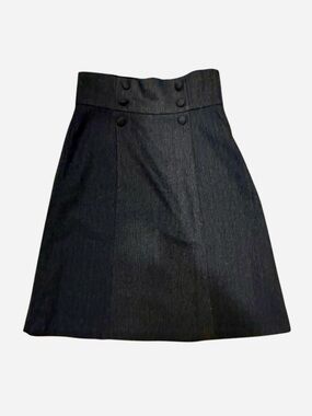 Modcloth Herringbone Charcoal High-Waist A-Line Skirt with Button Accents